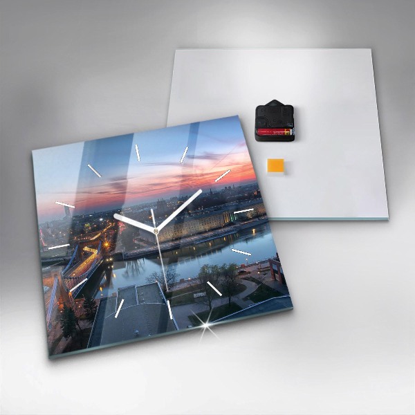 Horloge carrée en verre 'Wroclaw vu d''un drone'