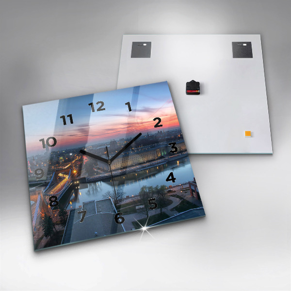 Horloge carrée en verre 'Wroclaw vu d''un drone'