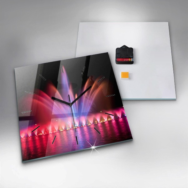 Horloge murale carrée Fontaine de Wroclaw la nuit