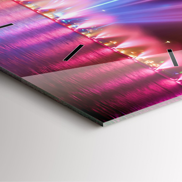 Horloge murale carrée Fontaine de Wroclaw la nuit