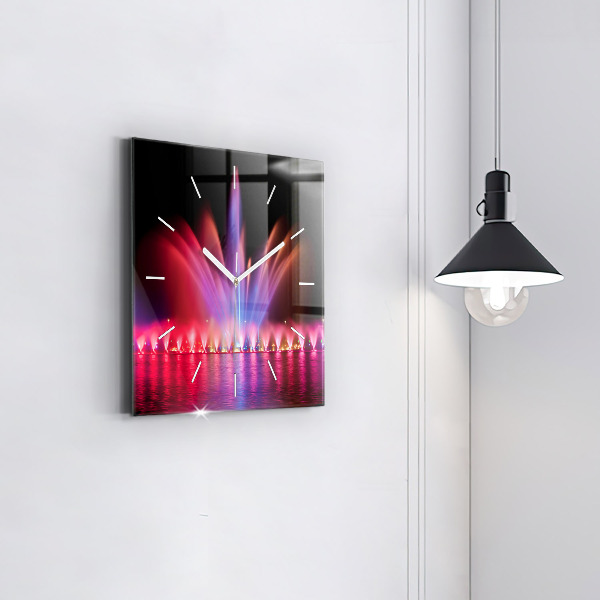 Horloge murale carrée Fontaine de Wroclaw la nuit