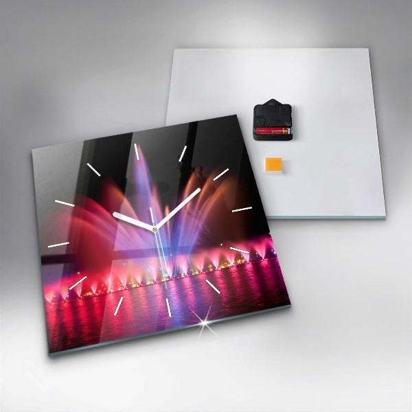 Horloge murale carrée Fontaine de Wroclaw la nuit