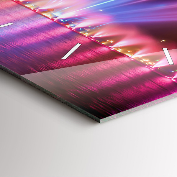 Horloge murale carrée Fontaine de Wroclaw la nuit