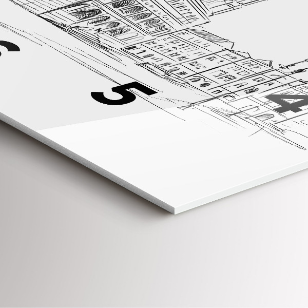 Horloge murale carrée Croquis de la vieille ville de Poznań