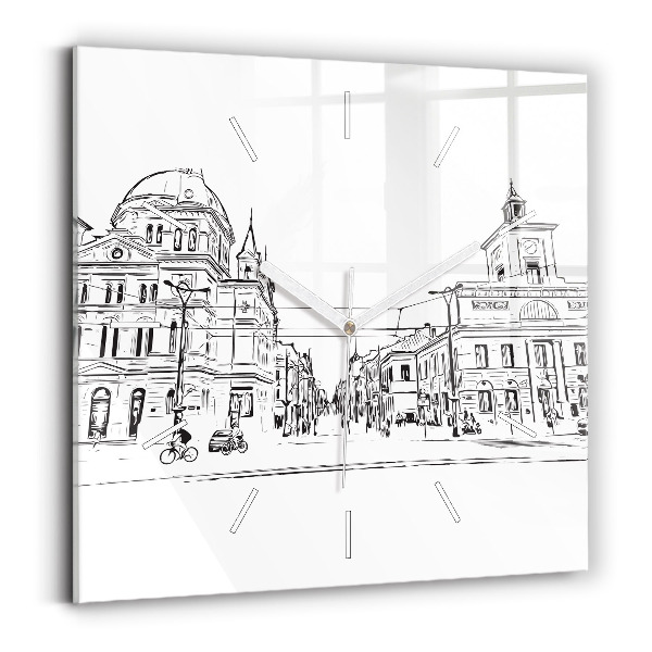 Horloge murale carrée Illustration de la ville de Poznań