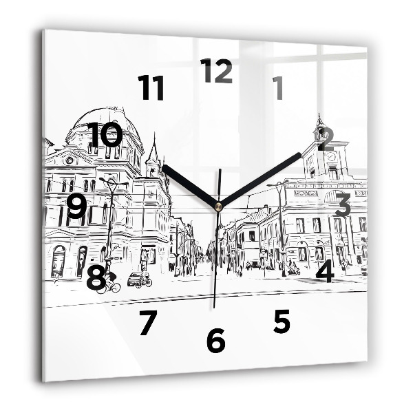Horloge murale carrée Illustration de la ville de Poznań