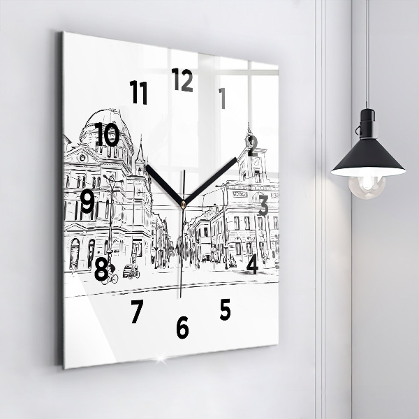 Horloge murale carrée Illustration de la ville de Poznań