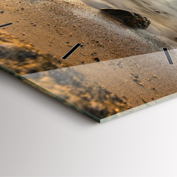 Pendule carrée en verre Lever de soleil sur la mer Baltique