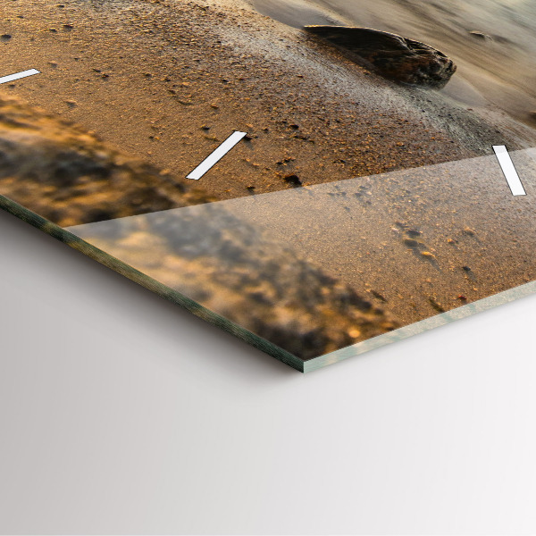 Pendule carrée en verre Lever de soleil sur la mer Baltique