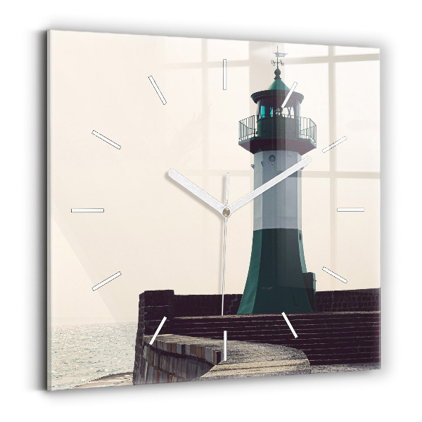 Horloge murale carrée Le phare et la mer