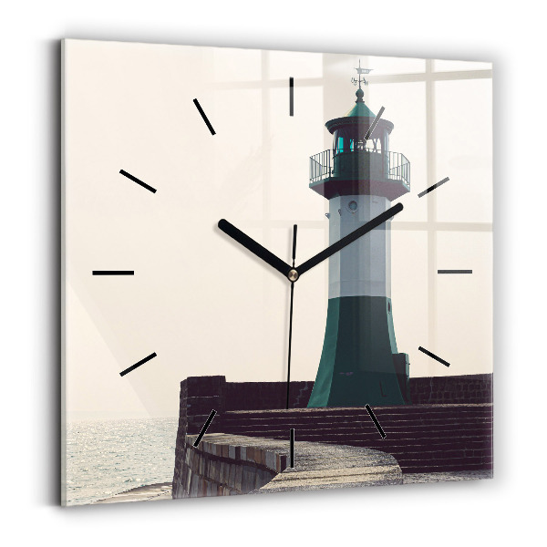 Horloge murale carrée Le phare et la mer