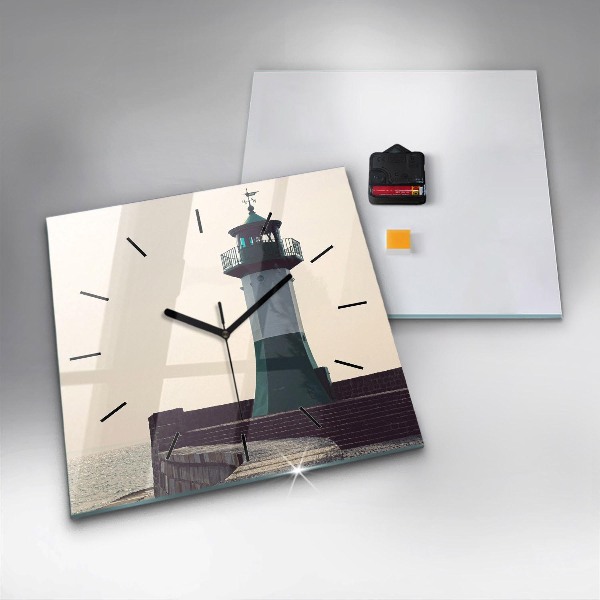 Horloge murale carrée Le phare et la mer