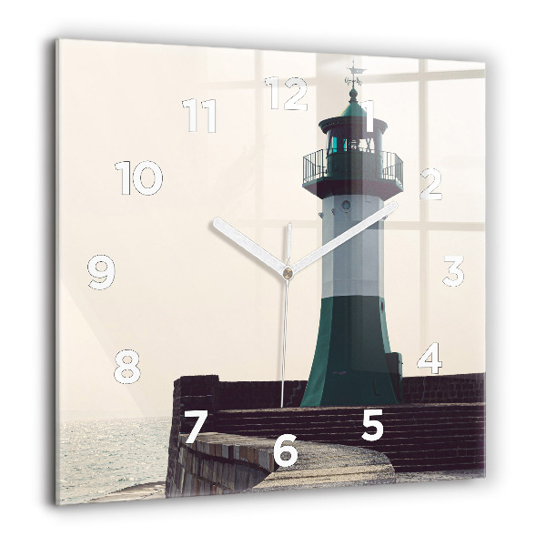Horloge murale carrée Le phare et la mer