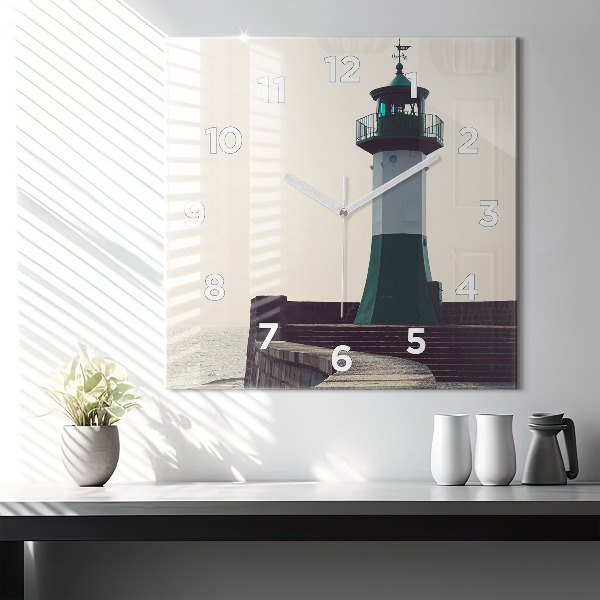 Horloge murale carrée Le phare et la mer