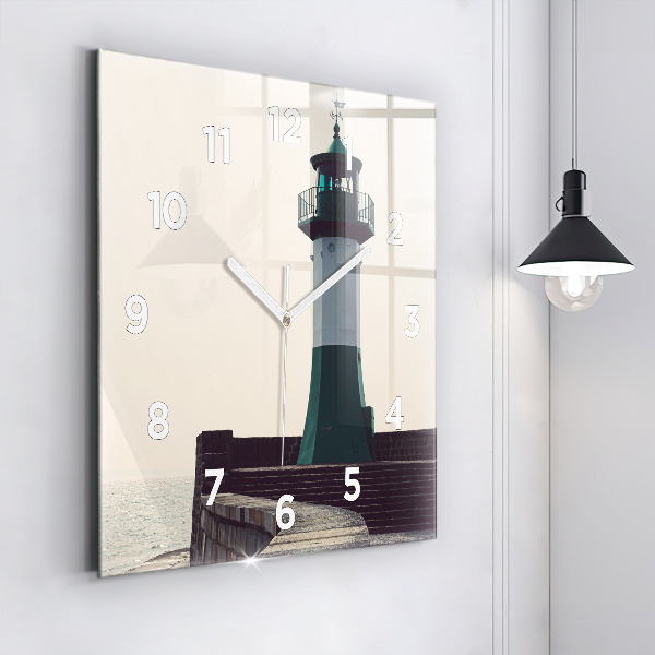 Horloge murale carrée Le phare et la mer