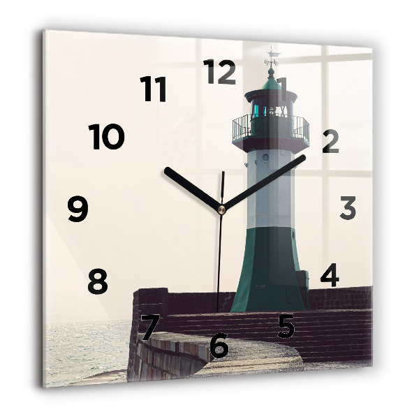 Horloge murale carrée Le phare et la mer