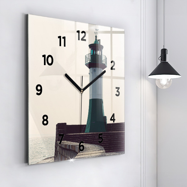 Horloge murale carrée Le phare et la mer