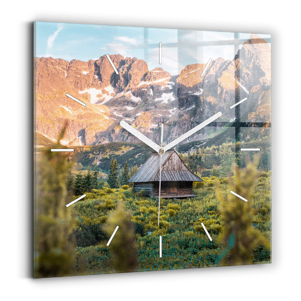 Horloge murale carrée Chalet dans les Tatras