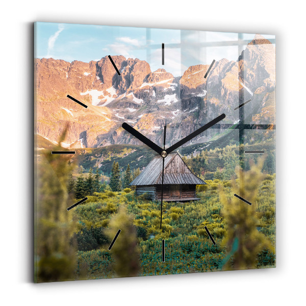 Horloge murale carrée Chalet dans les Tatras