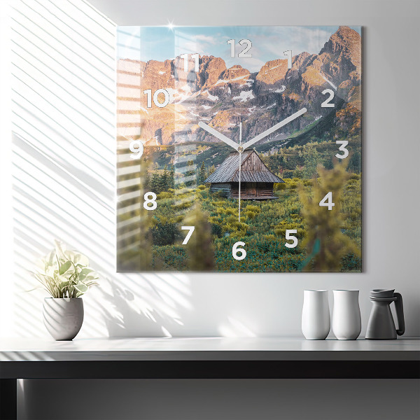 Horloge murale carrée Chalet dans les Tatras
