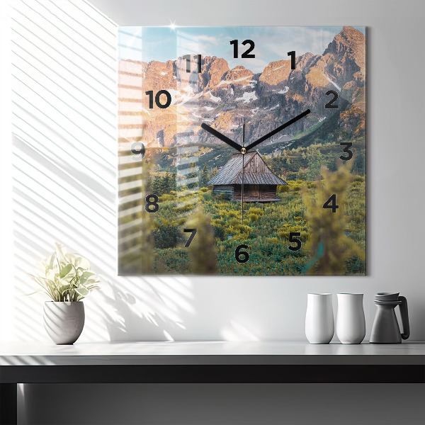 Horloge murale carrée Chalet dans les Tatras