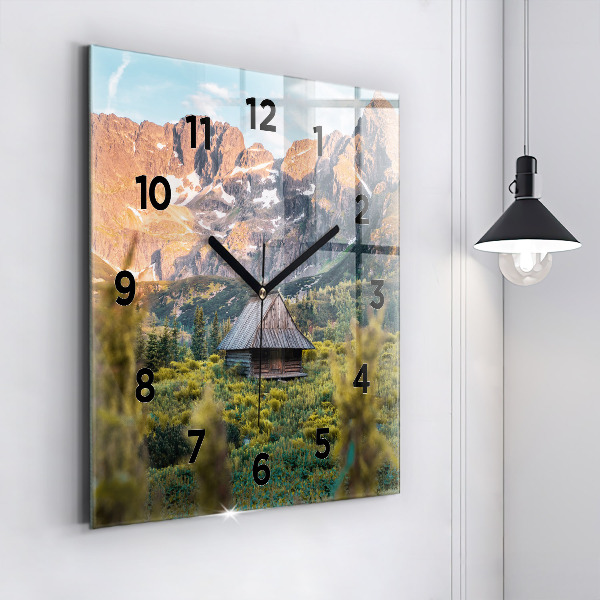 Horloge murale carrée Chalet dans les Tatras
