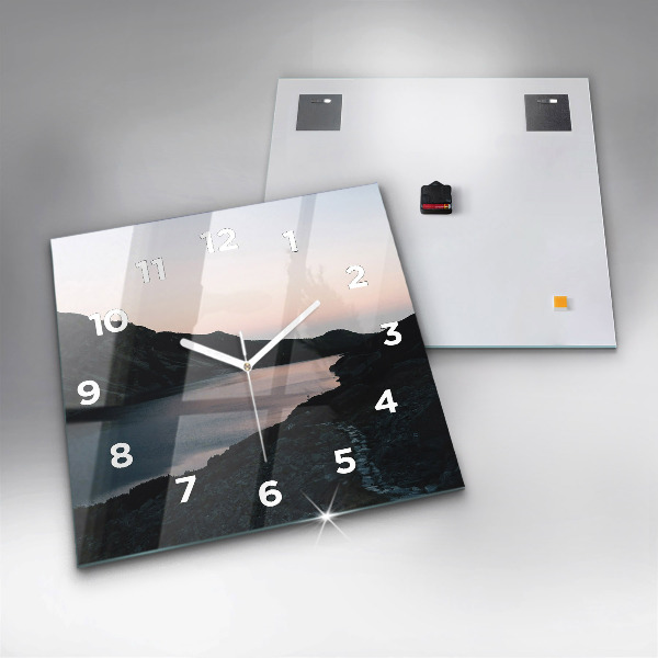 Horloge murale carrée Lac et montagnes