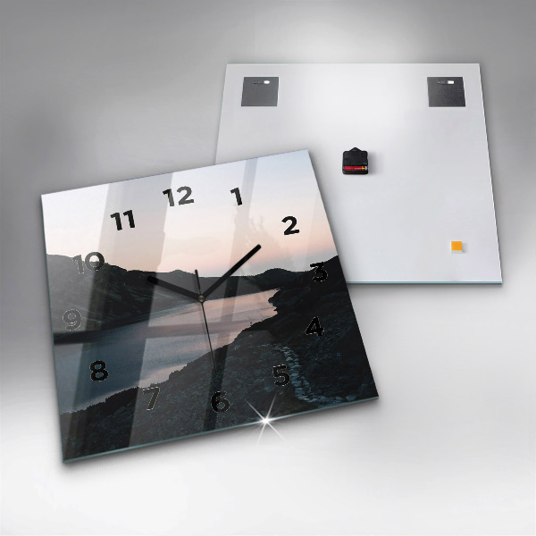 Horloge murale carrée Lac et montagnes