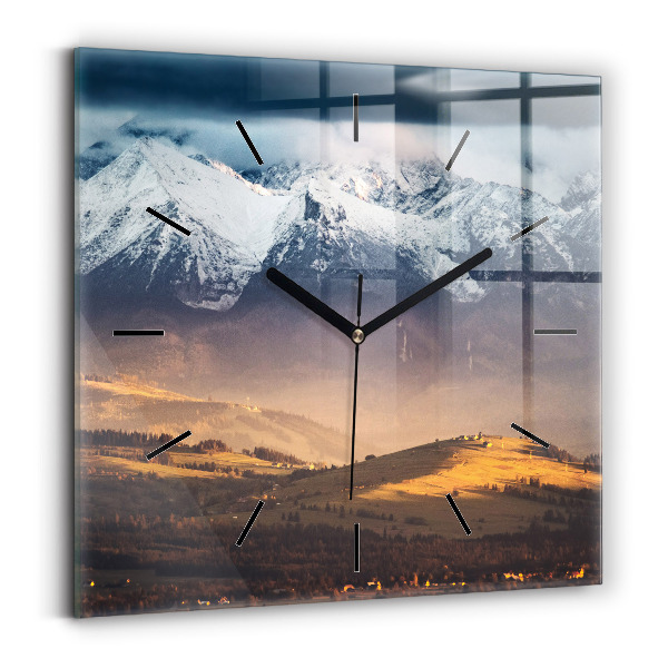 Horloge murale carrée Paysage hivernal des Tatras