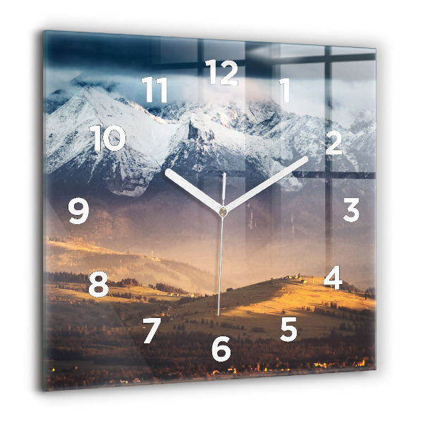 Horloge murale carrée Paysage hivernal des Tatras