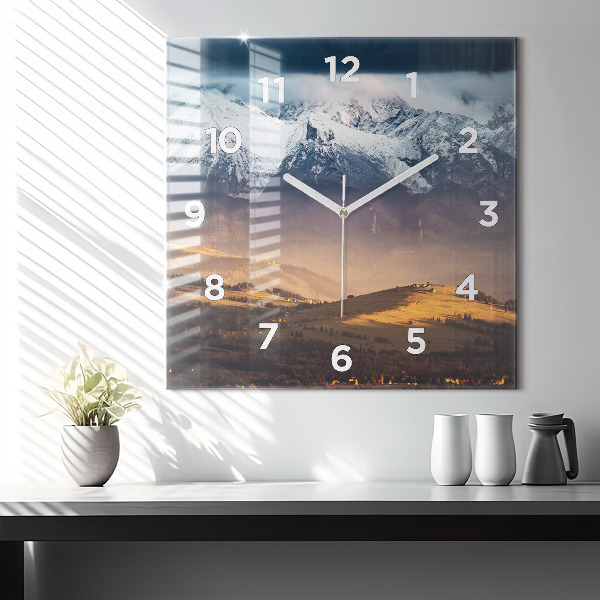 Horloge murale carrée Paysage hivernal des Tatras