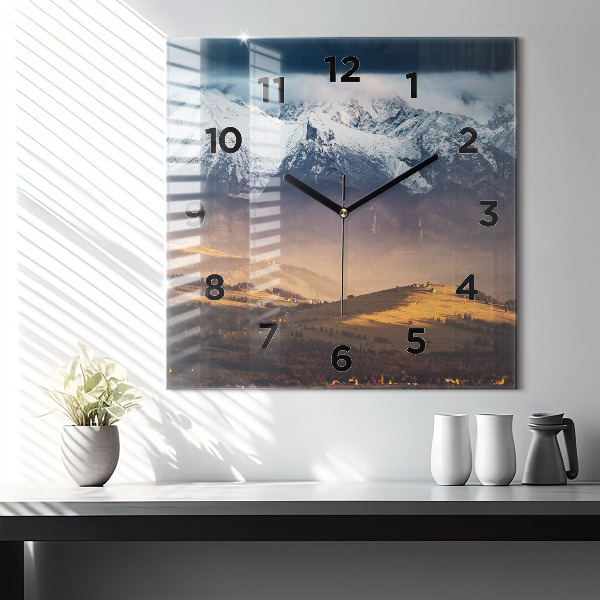 Horloge murale carrée Paysage hivernal des Tatras