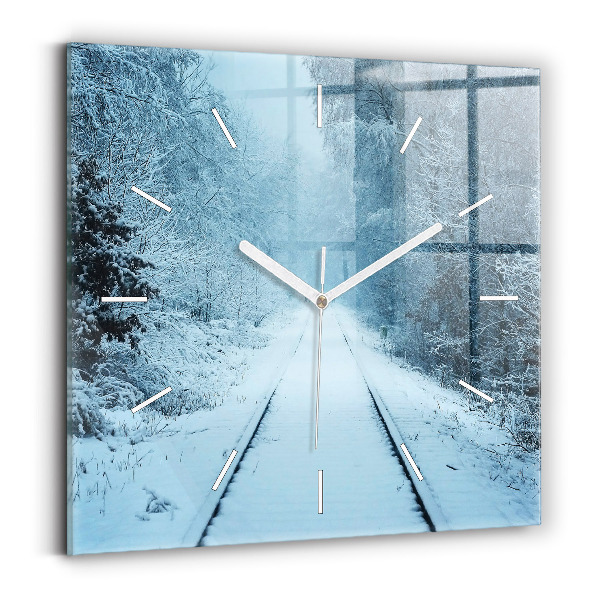 Horloge murale carrée Cerf sur les rails