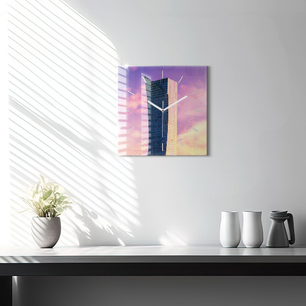 Horloge murale carrée Gratte-ciel à Varsovie