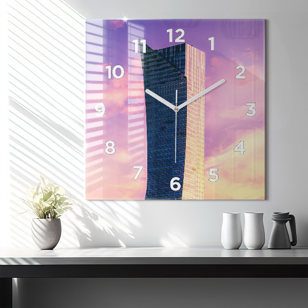 Horloge murale carrée Gratte-ciel à Varsovie