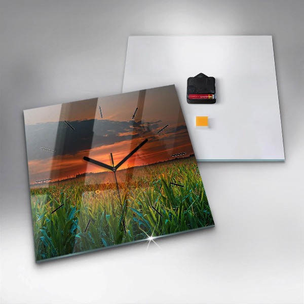 Horloge murale carrée Tournesols dans le pré