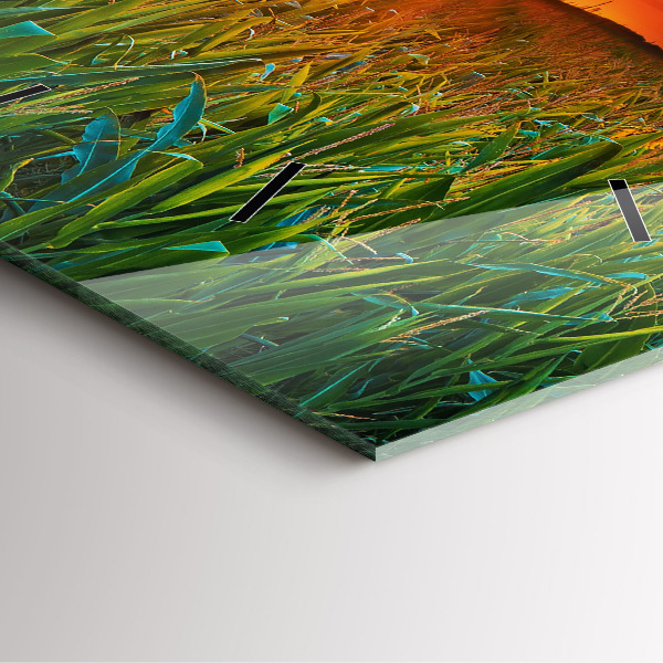 Horloge murale carrée Tournesols dans le pré