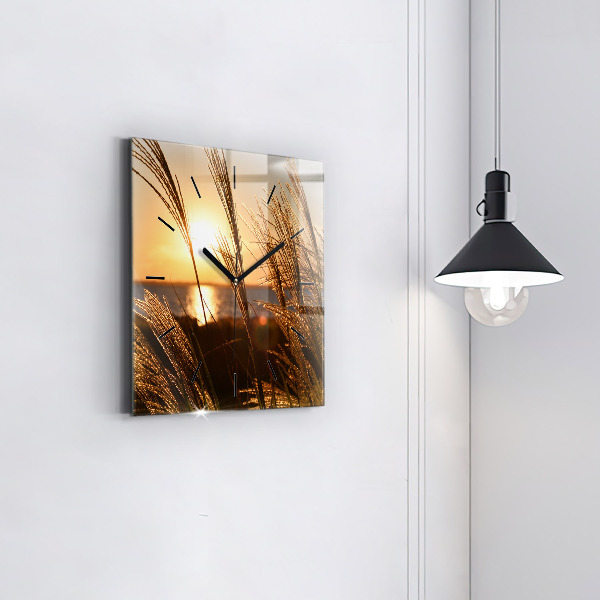 Horloge murale carrée 'Blé au soleil d''or'