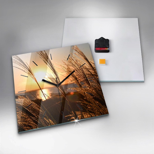 Horloge murale carrée 'Blé au soleil d''or'