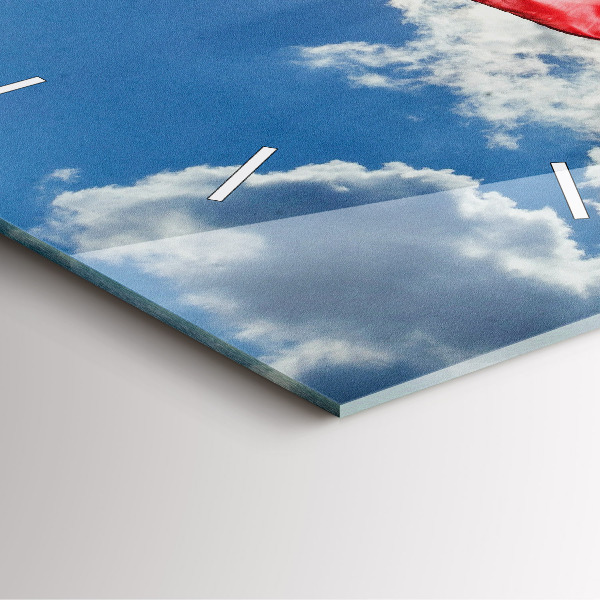 Horloge murale carrée Le drapeau polonais contre le ciel