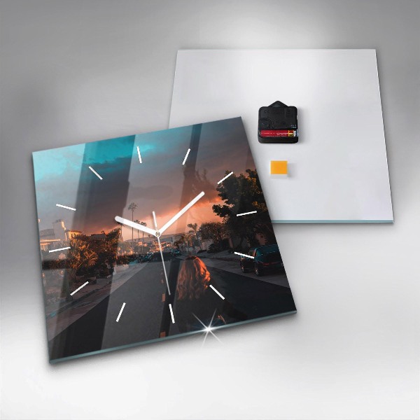 Horloge murale carrée Femme sur la route