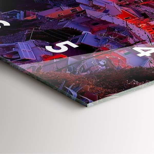 Horloge murale carrée Maisons près du lac