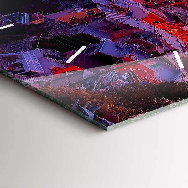 Horloge murale carrée Maisons près du lac