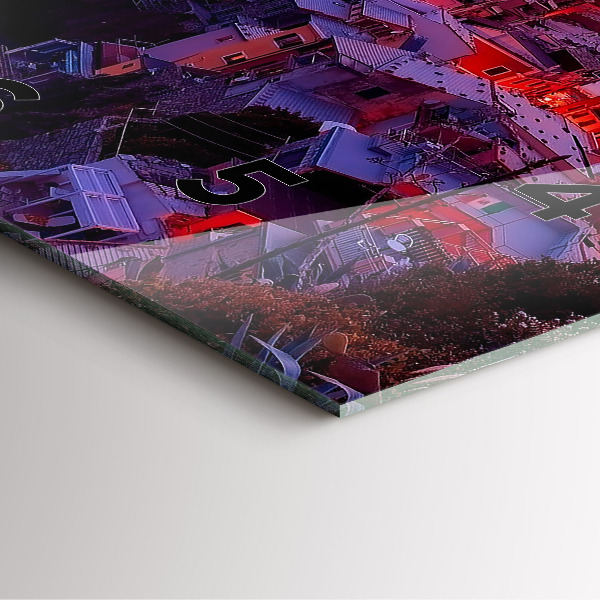 Horloge murale carrée Maisons près du lac