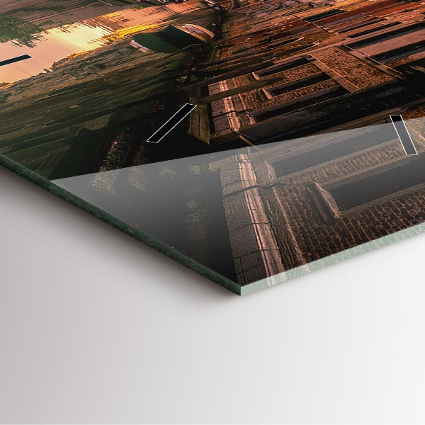 Horloge murale carrée Vue du canal dans la ville