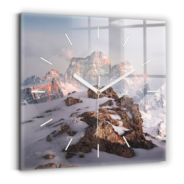 Horloge murale carrée Une montagne couverte de neige