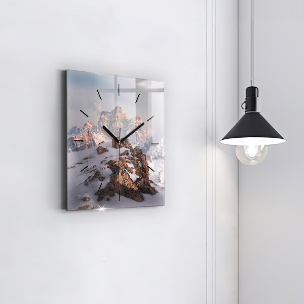 Horloge murale carrée Une montagne couverte de neige