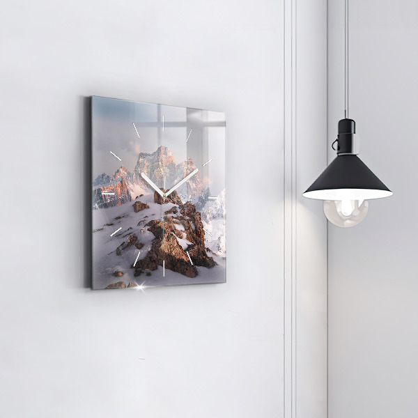 Horloge murale carrée Une montagne couverte de neige