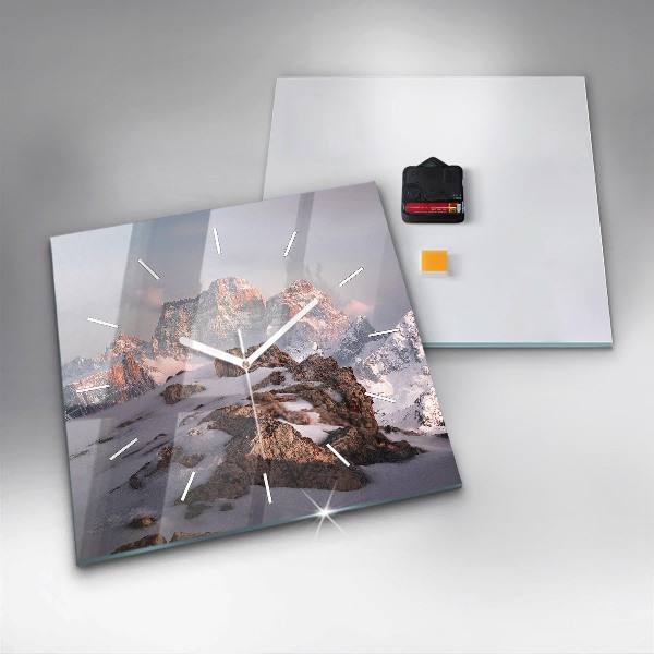 Horloge murale carrée Une montagne couverte de neige