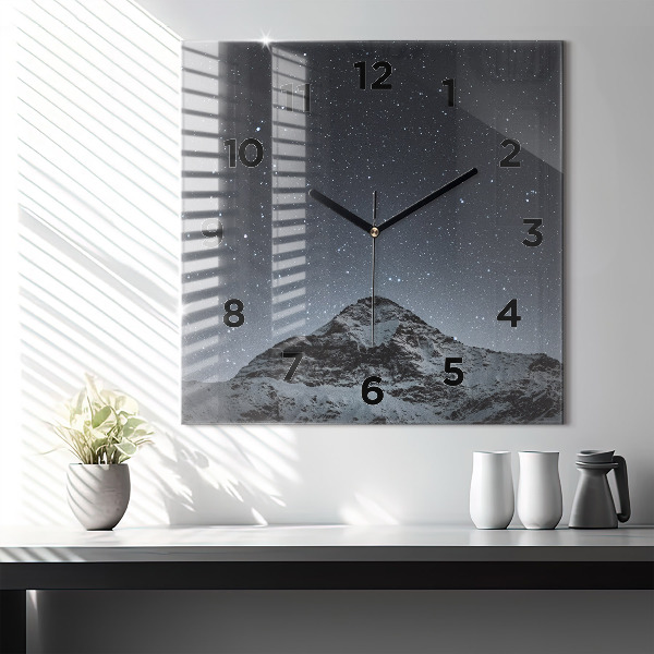 Horloge murale carrée Montagne sous les étoiles